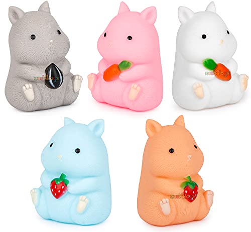 Image of zest 4 toyz Chu Chu Sound Squeezy (Pack of 5 ) Baby Bath Toys for Kids Toddlers Soft Natural Rubber Non-Toxic Animal Shape Bathtub Toys Color