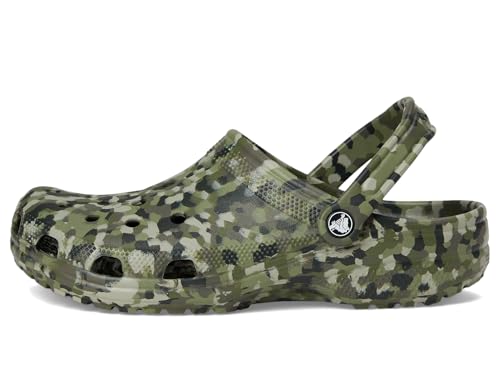 Image of Crocs Unisex Classic Marbled Tie-Dye Clog, Army Green /Multi Confetti, 15 Women /13 Men, Medium