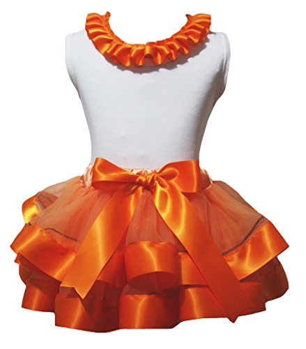 Vestido blanco de la camisa naranja falda de pétalos ropa infantil de algodón de verano