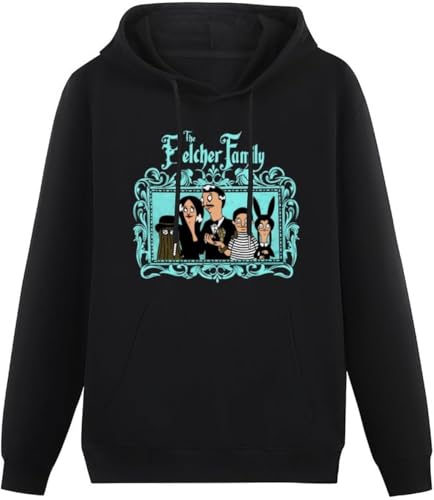 caipiao The Belcher Family Bobs Burgers Bob Addams Family Gothic Cartoon Mens Hoody Size XXL Black