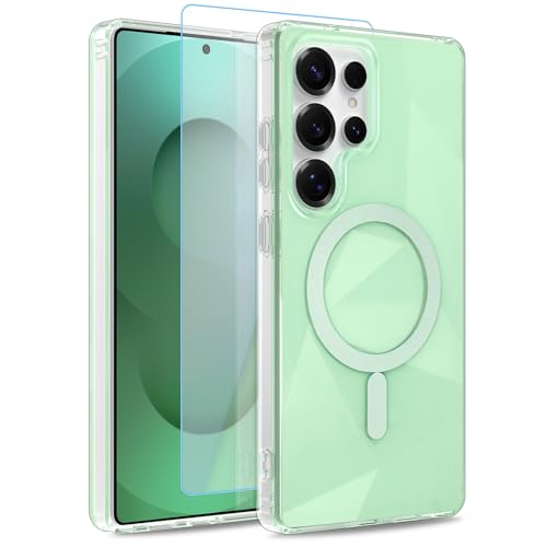 Image of Magnetic Case for Samsung Galaxy S25 Ultra [Compatible with Magsafe] [Anti-Yellowing] [1 Screen Protector] Shockproof Slim Iridescent Sparkly Case for Galaxy S25 Ultra 6.9 inch, Green