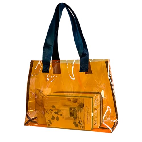 Image of Clear Large Tote Bag - Versatile, Waterproof, Stain Resistant, Transparent Shoulder Tote Bag for Work