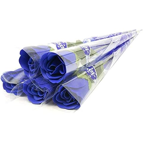 Gizelle Artificial Flower Single Rose Scented Stem Flowers for valentine Wedding Home (Blue) Cover
