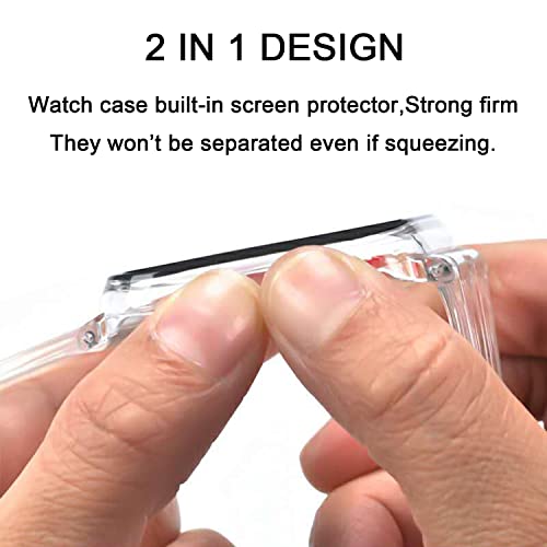 3 In 1 For Apple Watch Band With Case Built-In Screen Protector,Smartwatch Men Women Sport Wrist Strap & Pc Hard Bumper Cover & Tempered Glass Screen Protector For Iwatch Se Series 6 5 4 (Clear, 40Mm) #TOP6