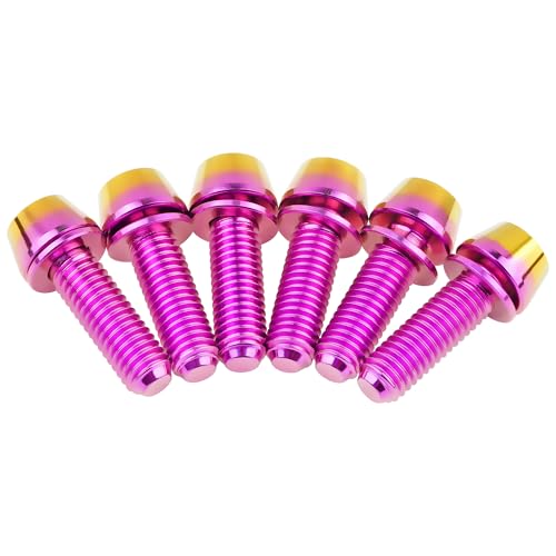 Image of Titanium Ti Allen Hex M5x16 18mm Tapered Head Bolt with Washer Screw for Bicycle Stem Parts Pack of 6 (Purple Gold, M5x16mm)