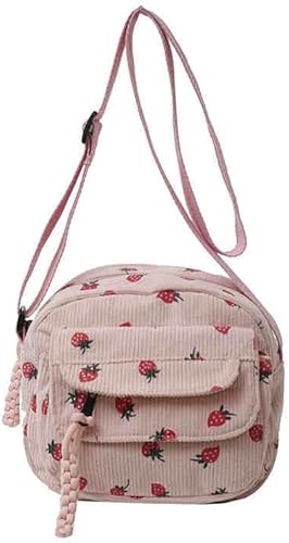 Adorable Strawberry Corduroy Tote Bag