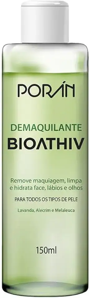 Demaquilante Bioathiv Poran 150ml - Remove Maquiagem Pesada, Limpeza Facial Suave e Hidratante, Skincare Essencial