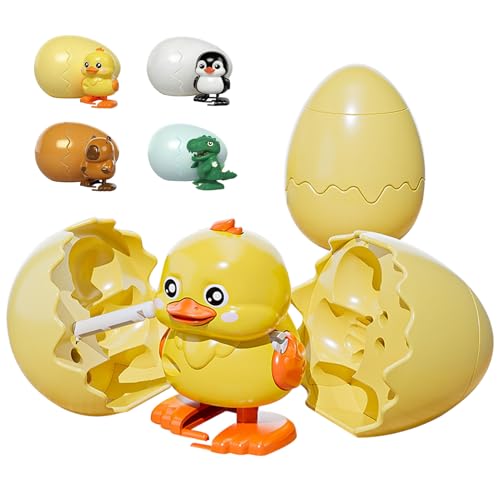 GZWY Aufziehbare Tier-Überraschungseier Ostern Wind-Up Animal Hatching Surprise Egg Wiederverwendbares Uhrwerk-Spaß-Tierspielzeug Drehen Sie das Ei um EIN laufendes Tier auszubrüten (A)