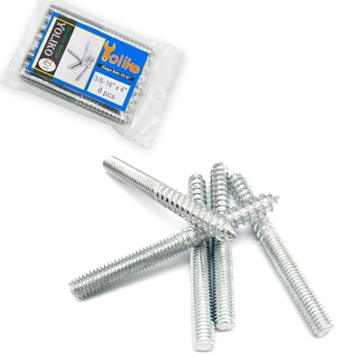 Image of 8 Pack 3 /8-16 x 4 Inch Silver Hanger Bolts 3 /8-16 inch Double Headed Bolts 3 /8 Wood Dowel Screw Self-Tapping Screw Hanger Bolts for Furniture Double Head Threaded Rods Bolt 100mm Length