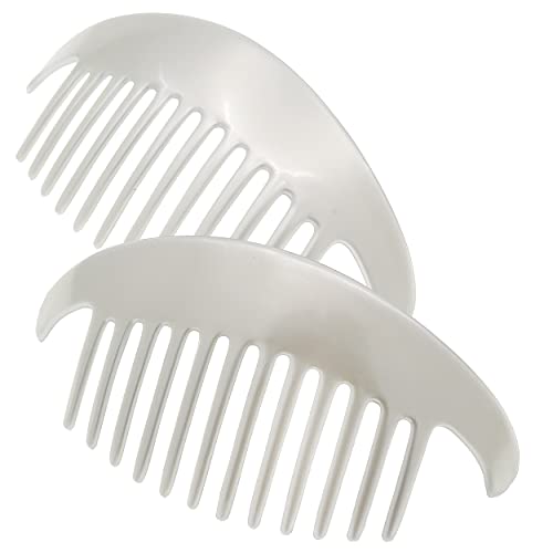Camila Paris Cp3017 French Hair Side Combs, White Pearl Interlocking Combs French Twist Hair Combs, Strong Hold Hair Clips For Women Bun Chignon Up-Do, Styling Girls Hair Accessories, Made In France #TOP17