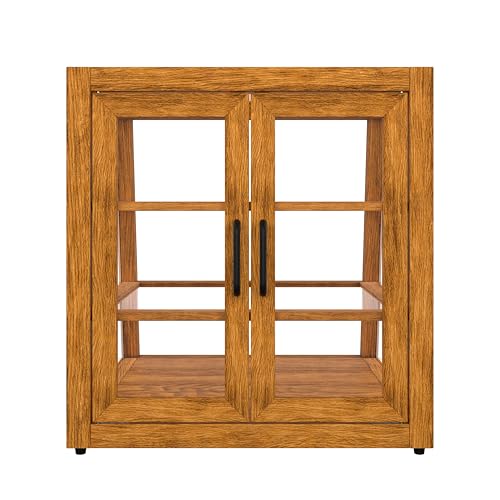Image of KoolMore 21 in. Light Wood Slanted Countertop Dry Bakery Display Case, Bread, Pastry and Dessert Display with Tempered Glass