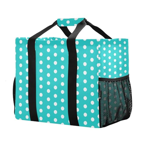 Polka Dots White Blue Large Beach Bag Waterproof Beach Tote Bags for Women Travel Gym Pool2