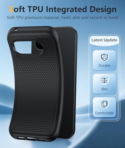 Image of FNTCASE for Google Pixel 10A Case - Military Grade Drop Protection, 14ft Drop Tested, Screen Protector Included, Anti-Slip Anti-Fingerprint Matte Textured, Soft TPU Shockproof Cover (Black)