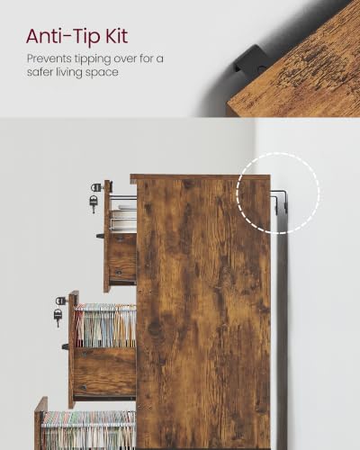 Image of VASAGLE 3 Drawer File Cabinet with Locks, for A4, Letter Sized Documents