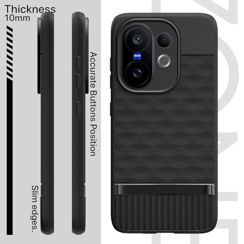 Image of Pikkme Back Cover for Vivo V60 5G / Vivo T4 Pro 5G Camera Protection 3D Hexa Cube Design Silicone Protective Bumper Case (Black)