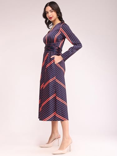 Image of FableStreet Women Satin Fit and Flare Dress|Perfect for Casual, Office, and Everyday Outfits