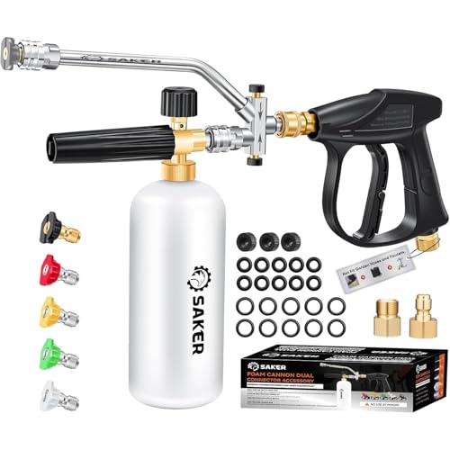 Saker Foam Cannon Dual Connector Accessory for Pressure Washer Kit with Dual-Purpose Switch Spray Gun Pressure Washer Gun for Car Washing and Cleaning 5 Color Power Washer Nozzle
