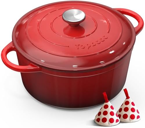 (-60%) Gusseisen Topf Brotbackform, 26cm 5L Topbooc Dutch Oven Brot Backen, Rot