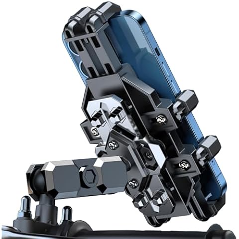 Cesicersi Motorcycle Phone Mount Holder - [Dual Dampener] [Anti Shake] Motorcycle Cell Phone Mounts,Adjustable Bike Phone Holder, Fit for iPhone Samsung LG Google All 4.7-7.2" Phones,Black Cover