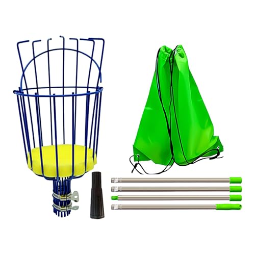 Raccoglitore di frutta telescopico - Raccoglitore per frutta in acciaio inossidabile, leggero, con cestino, raccoglifrutta arancione, con manico telescopico, efficiente raccogli frutta per alberi e