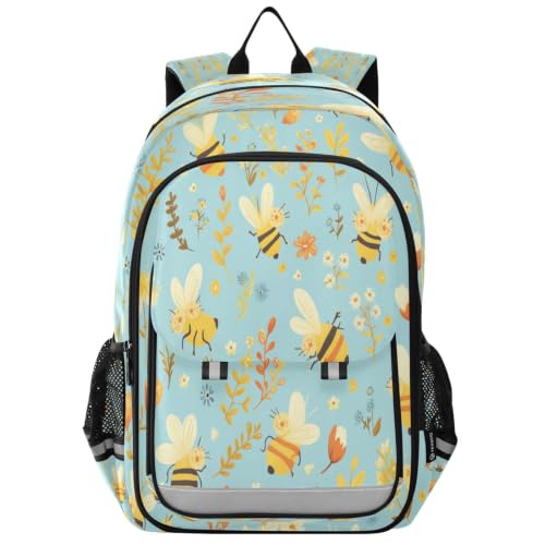 Sac à dos adolescents abeilles bleues pour soulager le dos à l'école et en voyage