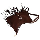 POPETPOP Boho Umhängetasche für Damen mit Fransen aus Handgewebtem Wildleder Vintage Ethno Stil Vielseitige Tragemöglichkeiten für Freizeit und Shopping