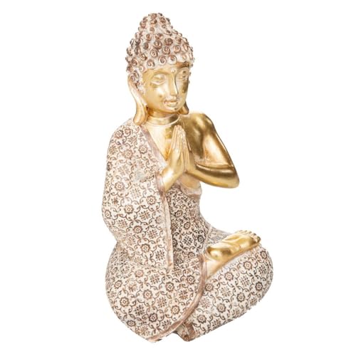 Atmosphera - Statuette Bouddha Assis - résine - doré - H19-5 cm