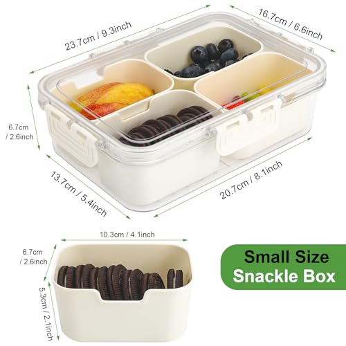 4 Compartment Snack Box Container Tray, Divided Serving Tray with Lid, Mini Small Snackle Box, Portable Charcuterie Container for Party, Picnic, Travel, Food Platter for Snack, Fruits, Veggies by shopwithgreen - Image 8