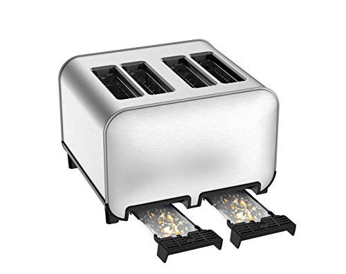 T-Fal TF684D50 Element Stainless Steel 4 Slice Toaster, toasts breads, Bagels Snacks, reheat, 8 Browning levers, Silver T-Fal TF684D50 Element Stainless Steel 4 Slice Toaster, toasts breads, Bagels Snacks, reheat, 8 Browning levers, Silver