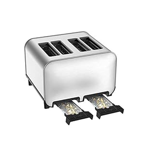   T-Fal-TF684D50-Element-Stainless-Steel-4-Slice-Toaster-toasts-breads-Bagels-Snacks-reheat-8-Browning-levers-Silver