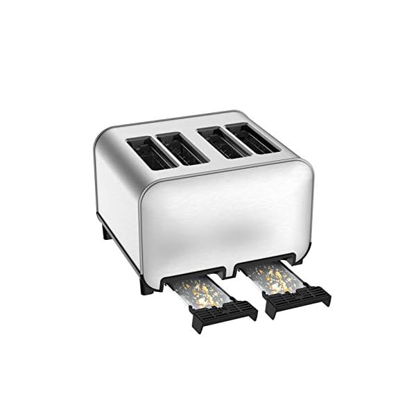   T-Fal-TF684D50-Element-Stainless-Steel-4-Slice-Toaster-toasts-breads-Bagels-Snacks-reheat-8-Browning-levers-Silver