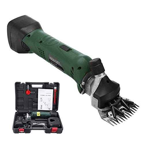 BOFEISI 200W Cordless Clipper for Sheep Heavy Duty Hair Fur Wool Trimmer Farm Animals Livestock Shears Livestock Grooming with 2 x 6000 mAh Li-ion Batteries,UKplug