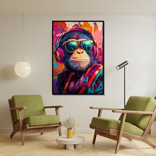 Tableau sur toile singe funky art abstrait animalier