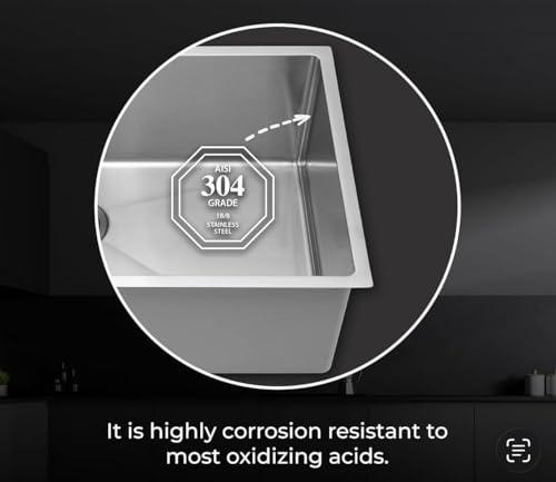 Image of CROCODILE 24 inchX18 inchx10 inch Single Bowl SS Kitchen Box Sink|304 Stainless Steel |1.2 mm Steel Thickness| Diamond Cut| 25Yrs Warranty|Rust & Stain Resistant|Minimizes Sound|Brushed Matt Finish|