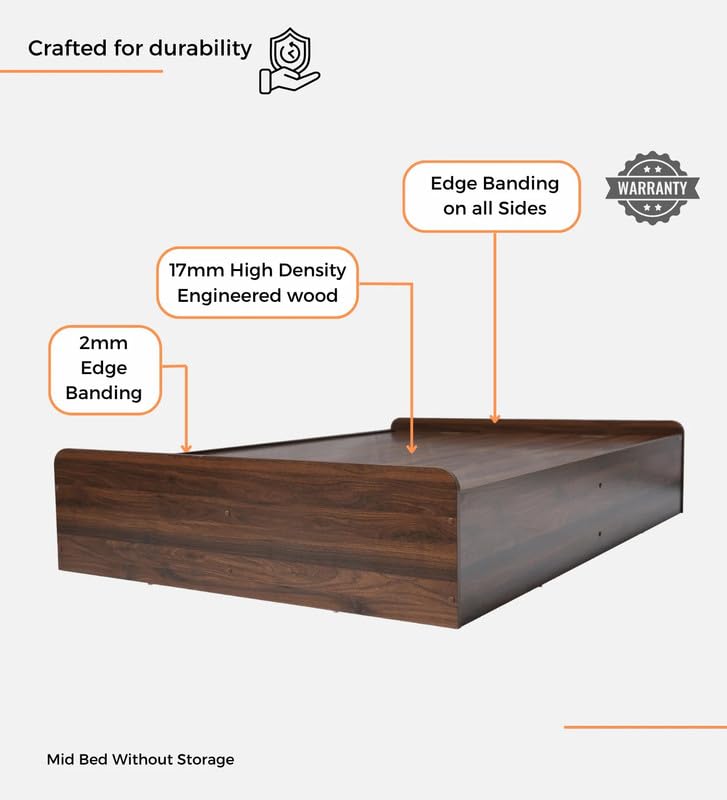 Image of Mintwud Pepperfry Solid Engineered Wood Teen Queen Size Bed with Box Storage | Space Saving Wooden Palang Furniture | Suitable for Living Room, Bedroom, Hotel (Columbian Walnut Finish)