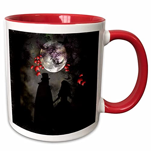 3dRose Gothic Romance DarkArt GothicArt 11oz Two-Tone Red Mug