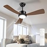 Airwit Ventilatore da Soffitto con Luce 106cm, Pale Effetto Legno, Ventilatore da Soffitto Silenzioso con Telecomando, LED Dimmerabile, Motore DC Reversibile, 6 Velocità per Camera Soggiorno