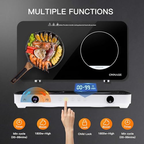 Electric Stove 2 Burner Electric Cooktop 1800W Hot Plate for Cooking Portable Induction Cooktop with Double Burners for Home Kitchen, Apartment, RV - Image 4