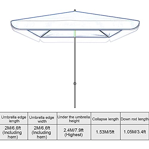 Parasol rectangulaire étanche CLSDRZC vert anti UV sans base pour table