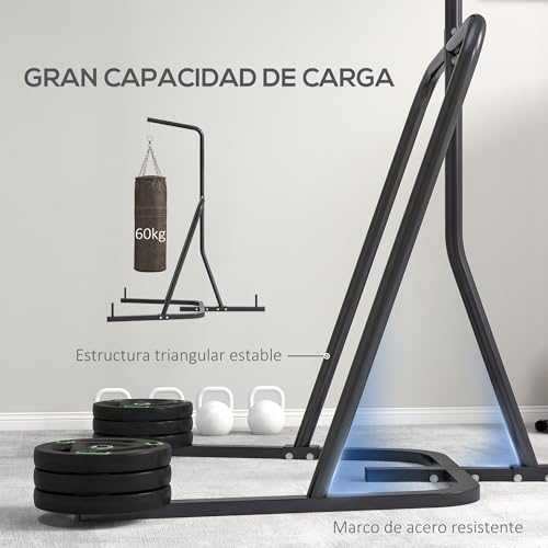 SPORTNOW Soporte de Saco de Boxeo de Pie Soporte para Bolsas de Boxeo con Marco de Acero Carga de 60 kg para Bolas de Velocidad Entrenamiento en Gimnasio Hogar Negro - imagen 4