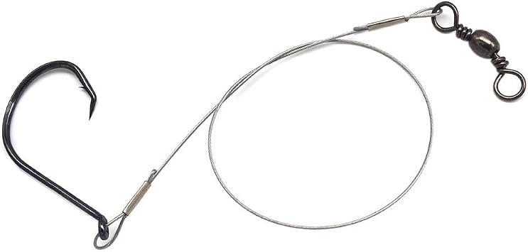 Fishing Hook with Leader Single Eagle Claw Hook Bottom Fishing Rig-10pcs Nylon Coated Fishing Wire Leader Rigs