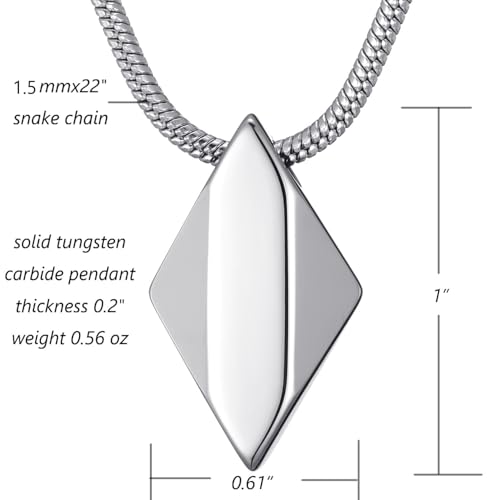 MOO&LEE Men's Tungsten Carbide Pendant Necklace Geometric Pendant with 22 Inches Stainless Steel Snake Chain by MOO&LEE - Used condition - Image 4
