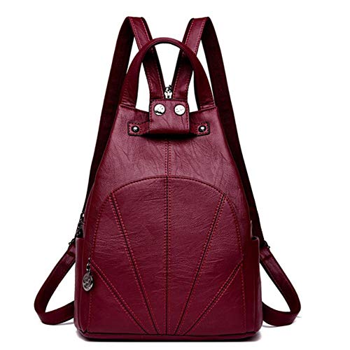 UKKD Mochila Mujeres Atrás Bolsas De Cuero Antirrobo Vendimia Viaje Volver Burdeos L31Cm