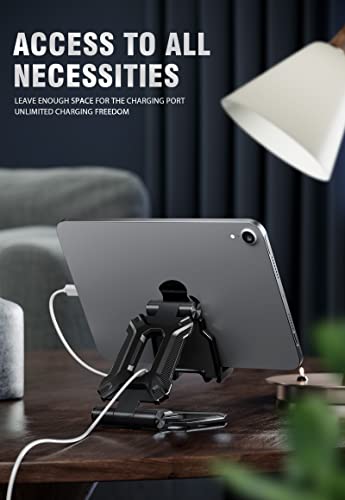 Heavy Duty Phone Stand For Desk Folds Flat Fits In Pocket-Black #TOP5