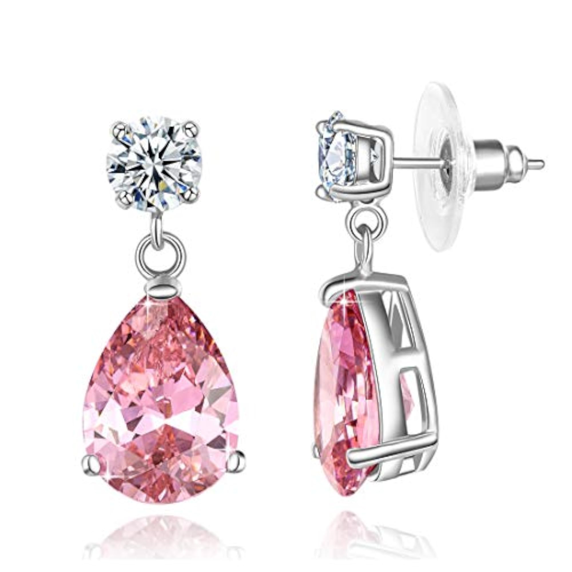 Crystal Teardrop Silver Plated Earrings (CT-ERG-45113)