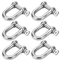 6 Stück M8 Edelstahl Schraube Schäkel Cosswe 304 D Ring Schäkel sperren Schäkel gerade Kurze D Schäkel Edelstahl, für Takelage Stahlseil Kordeln Ketten Schäkel