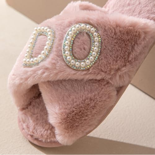 MOM Slippers for Women, Fuzzy Cross Slippers Open Toe House Shoes Gift for Women Mothers Day Plush Furry Warm Cozy4