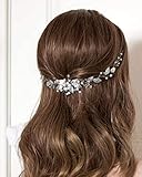  Runmi Diadema de plata para novia con cristales, accesorio para el pelo para mujeres y niñas.