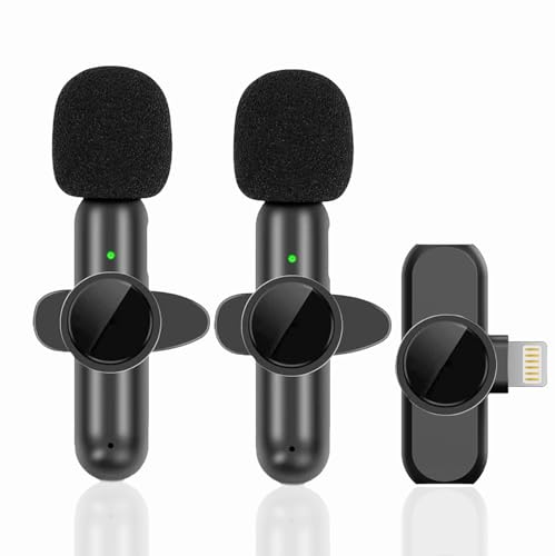 HOvicative Wireless Microphones for iphone,[Lightning], Clip on Lapel Lavalier Bluetooth Microphone Wireless for Video Recording,PC, Laptop, Live Streaming,Podcast,Vlog,Youtube/TikTok(2Pack iOS)