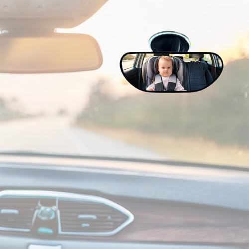 Innenspiegel mit Saugnapf – Zusatzspiegel für Auto innen – Fahrlehrer Spiegel/Babyspiegel/Toter-Winkel-Spiegel – 360° drehbar, Weitwinkel